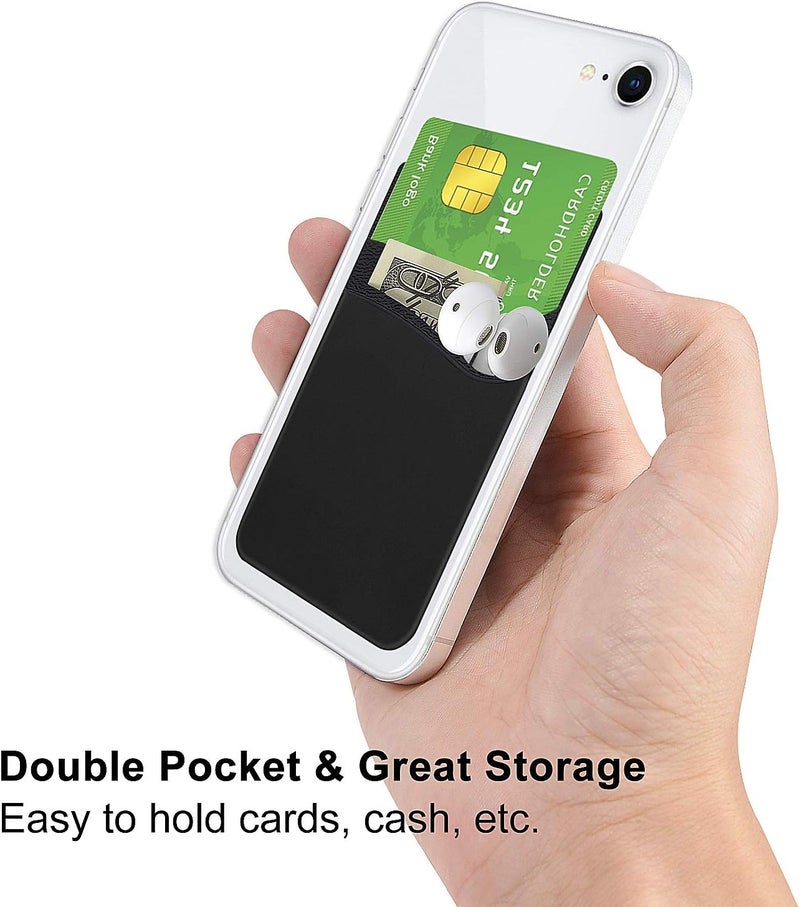 Senose Phone Wallet, Phone Card Holder Stick On Silicone Credit Card Holder for Back of Cellphone, Business Card & Id Compatible for iPhone Android Any Smartphone - Image 4